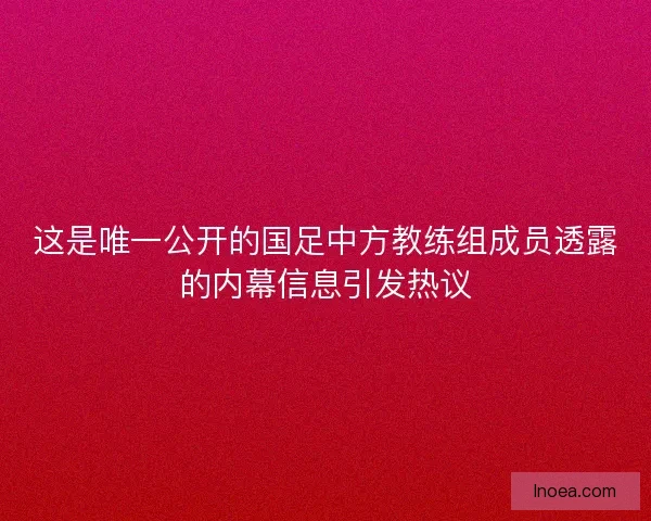 这是唯一公开的国足中方教练组成员透露的内幕信息引发热议 这是唯一公开的国足中方教练组成员透露的内幕信息引发热议